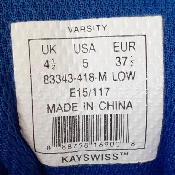 K-SWISS GLASSIC VARSITY LOW BOY'S SIZE 5 ROYAL BLUE/WHITE - Picture 4 of 6